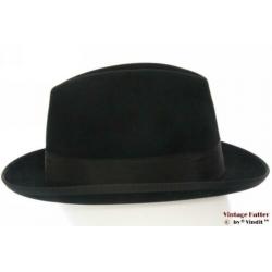 mooie Vintage Gleufhoed Homburg Wegener zwart vilt 58