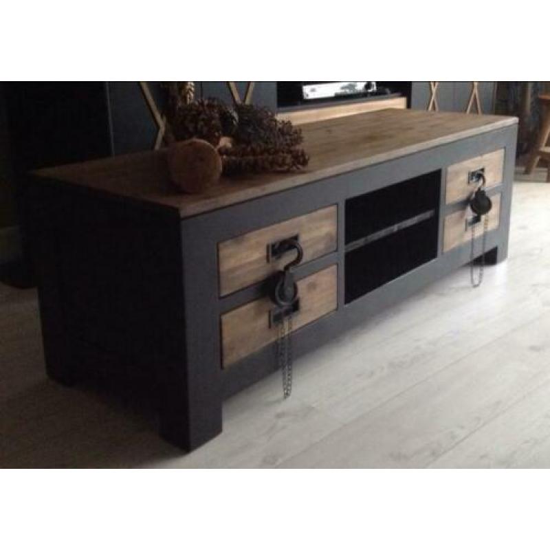 Industrieel Tv-meubel in Black & Wood