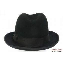 mooie Vintage Gleufhoed Homburg Wegener zwart vilt 58