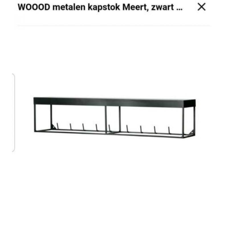 Supermooie kapstok zwart staal look van het merk Woood