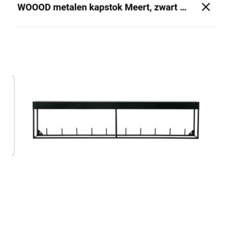 Supermooie kapstok zwart staal look van het merk Woood