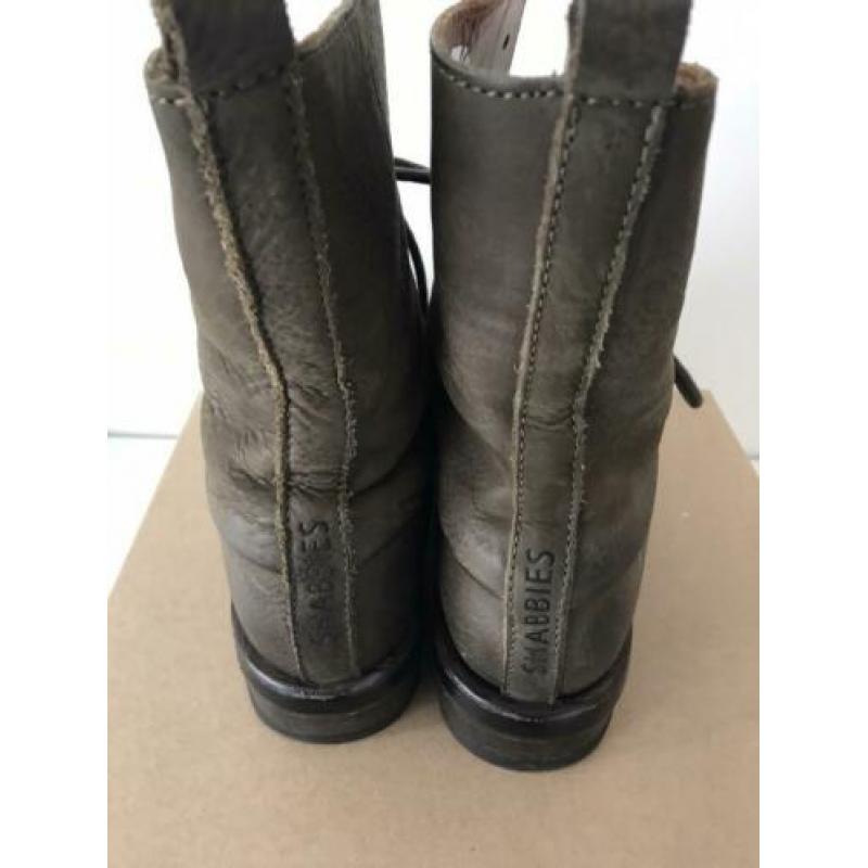 SHABBIES veterlaars boots olijfgroen bruin maat 41