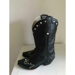 Durango leren cowboy/western laarzen zwart mt 7<37>