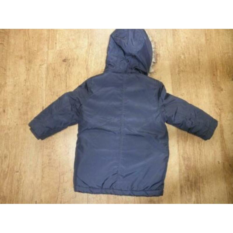 Parka winterjas maat 98 parka donkerblauw gevoerd oranje leu