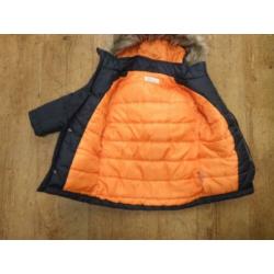 Parka winterjas maat 98 parka donkerblauw gevoerd oranje leu