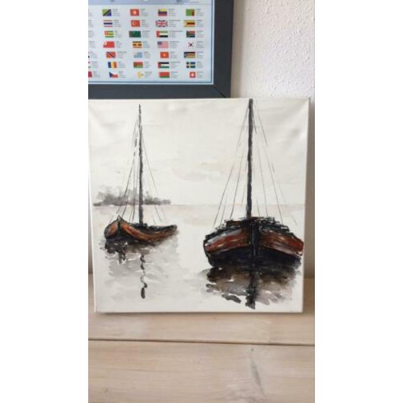 Twee schilderijen van boten - canvas