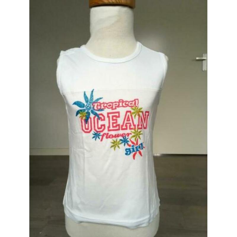 TOP / SHIRT tropical ocean wit mt 122 / 128 netjes ZD