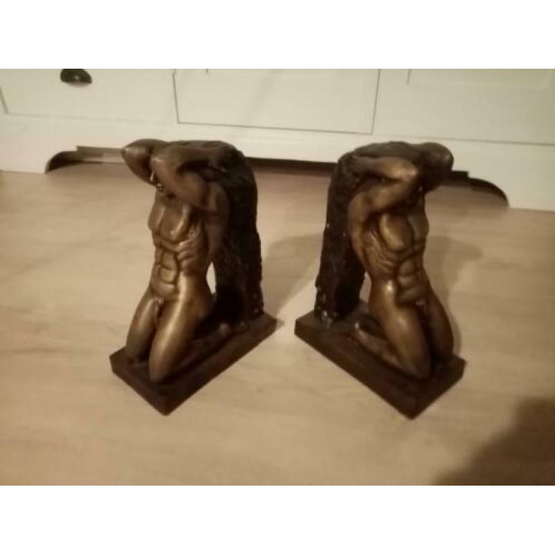 Artdeco bronzen boekensteunen gesigneerd