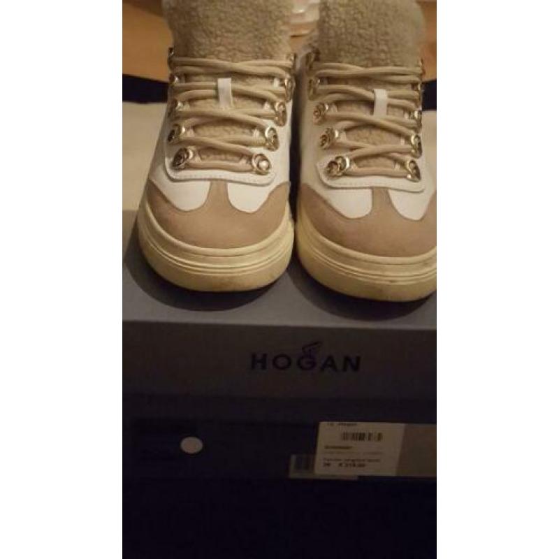 Hogan sneakers wit met beige leer