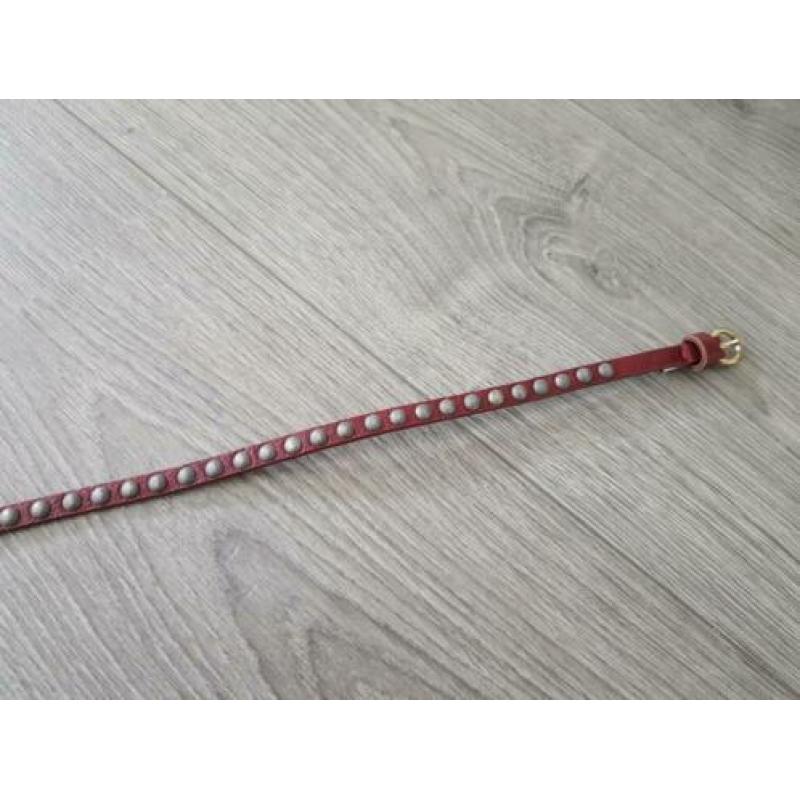 Rood bruin riempje met studds 100 cm (NK151)