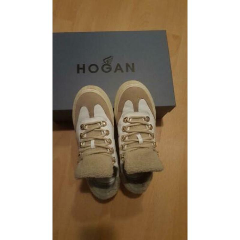 Hogan sneakers wit met beige leer