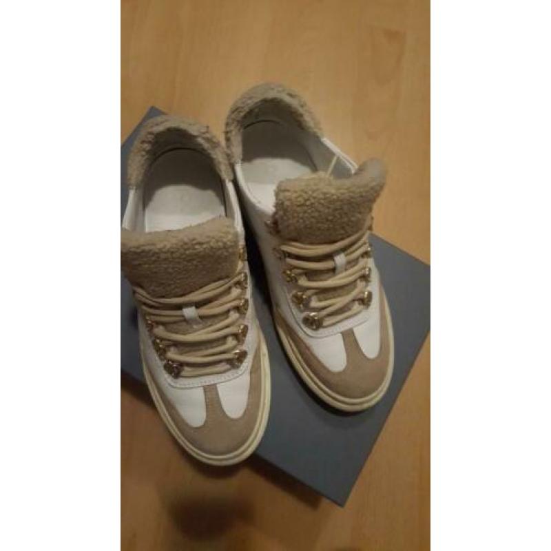 Hogan sneakers wit met beige leer