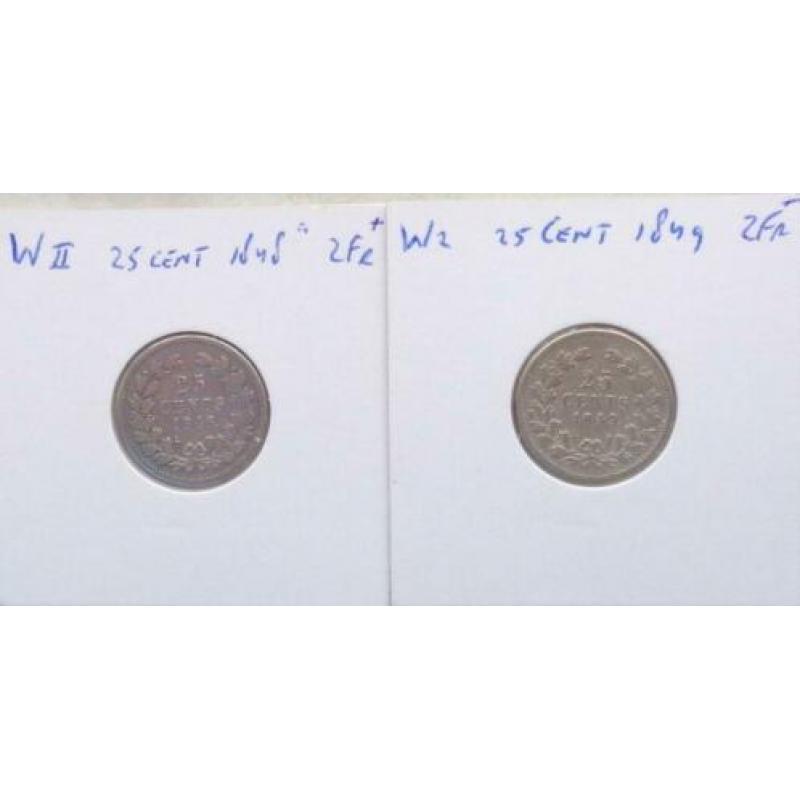 25 Cent 1848a en 1849, koning Willem II, Zeer Fraai