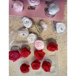 Set 6x curli's Satijnen roos rose roze - Curly curlies