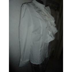 nieuwe room witte blouse met rouches en manchetten L