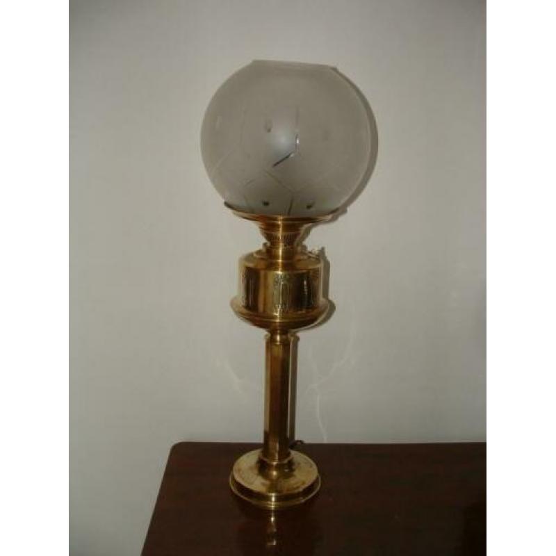 Oude koperen schemerlamp / olielamp