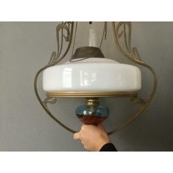 Antieke olie hanglamp Jugendstil Art Deco Olielamp Hanglamp