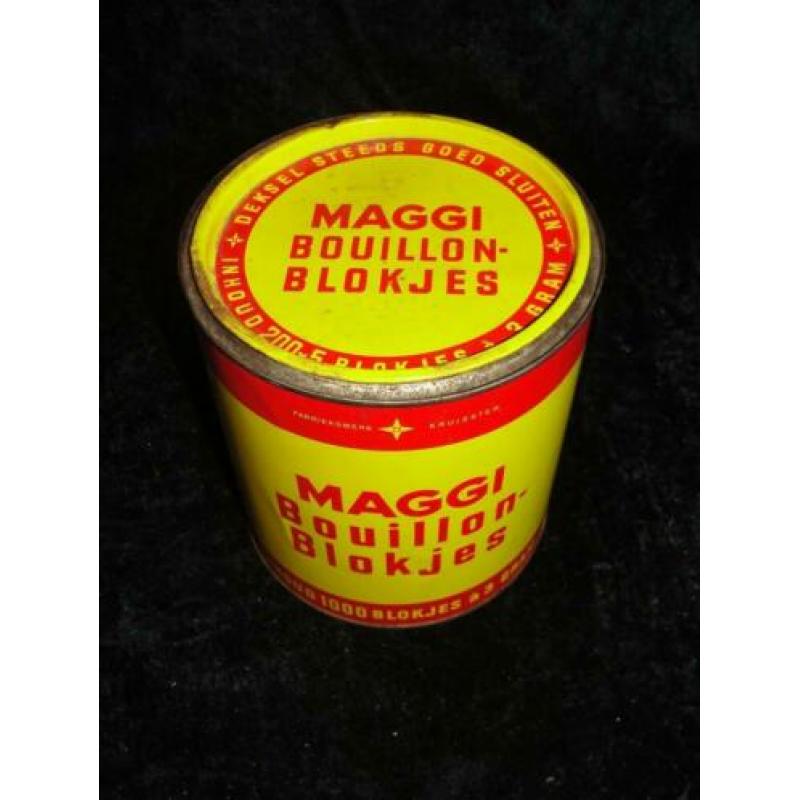 Vintage blik van Maggi Boullionblokjes in geel en rood, hg 1