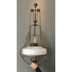 Antieke olie hanglamp Jugendstil Art Deco Olielamp Hanglamp