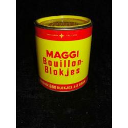 Vintage blik van Maggi Boullionblokjes in geel en rood, hg 1