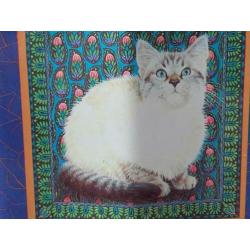 Mooi vintage theeblik van Ivory Cats uit Engeland 11 cm.