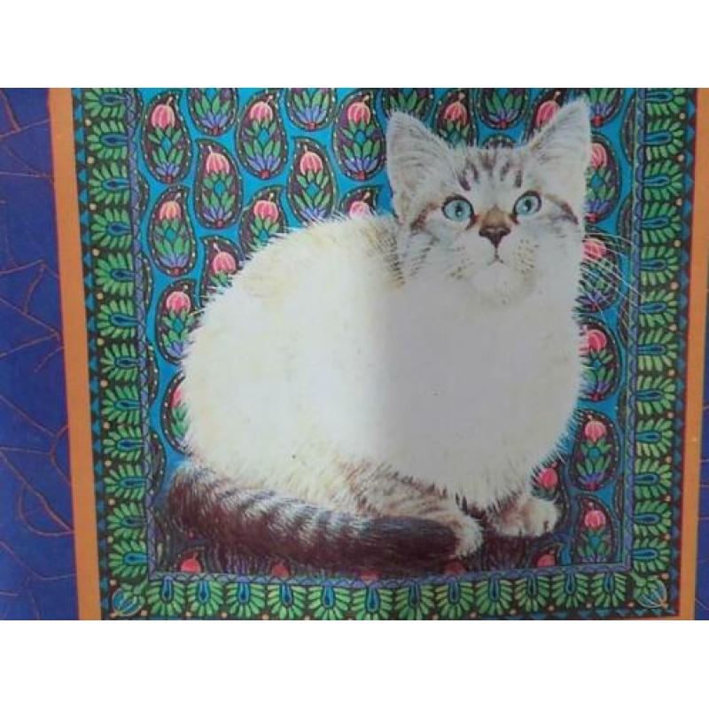 Mooi vintage theeblik van Ivory Cats uit Engeland 11 cm.