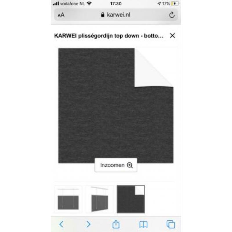 KARWEI plisségordijn top down - bottom up antraciet