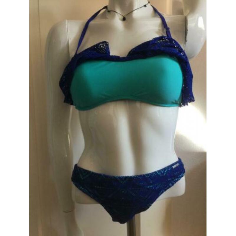 Shiwi bikini bandeau skirty crochet intense blue mt 38 NIEUW