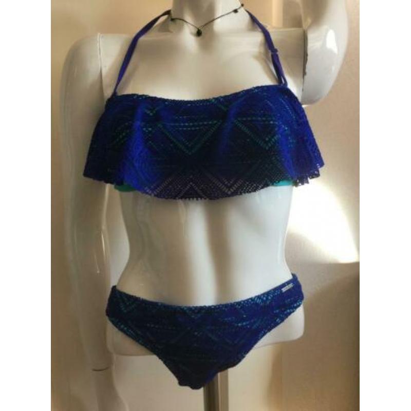 Shiwi bikini bandeau skirty crochet intense blue mt 38 NIEUW