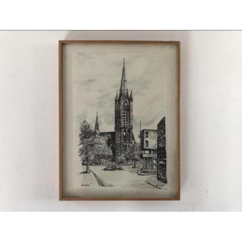 Tekening Sint Vitus kerk Hilversum Aukje Huisman inkt pen