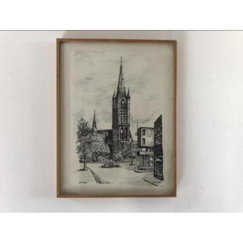 Tekening Sint Vitus kerk Hilversum Aukje Huisman inkt pen