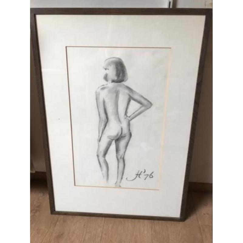 Naakt tekening in aanbieding 48x64 cm