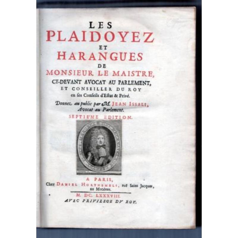 Les plaidoyez et harangues de Monsieur Le Maistre (1688)