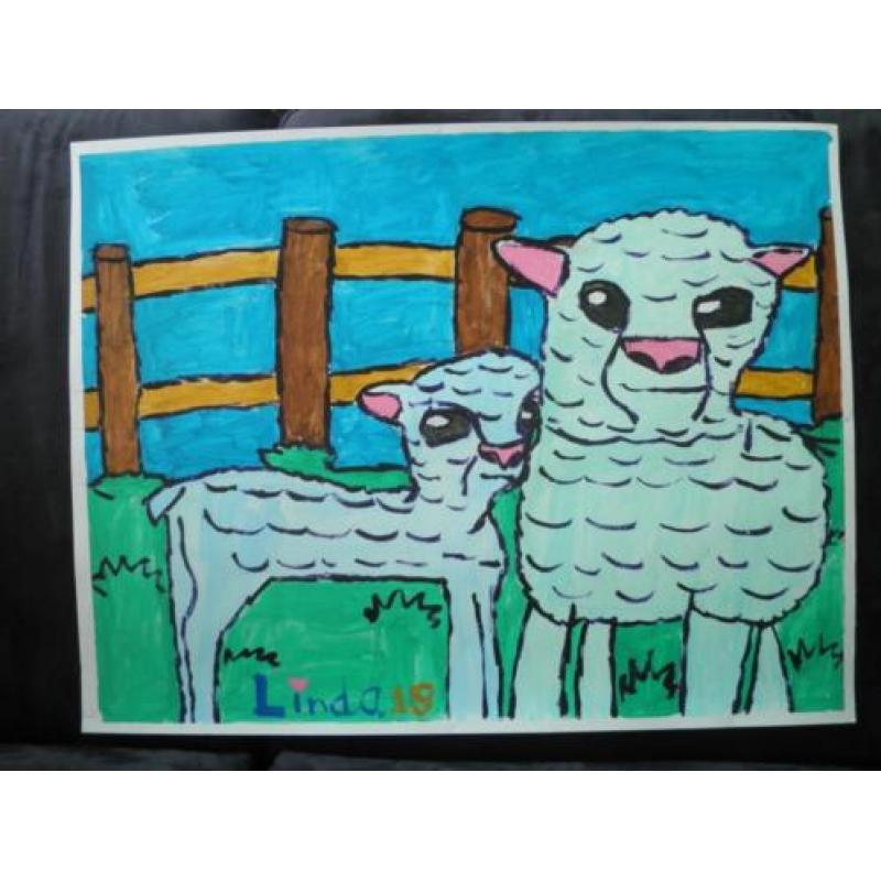 Schilderij schapen 18