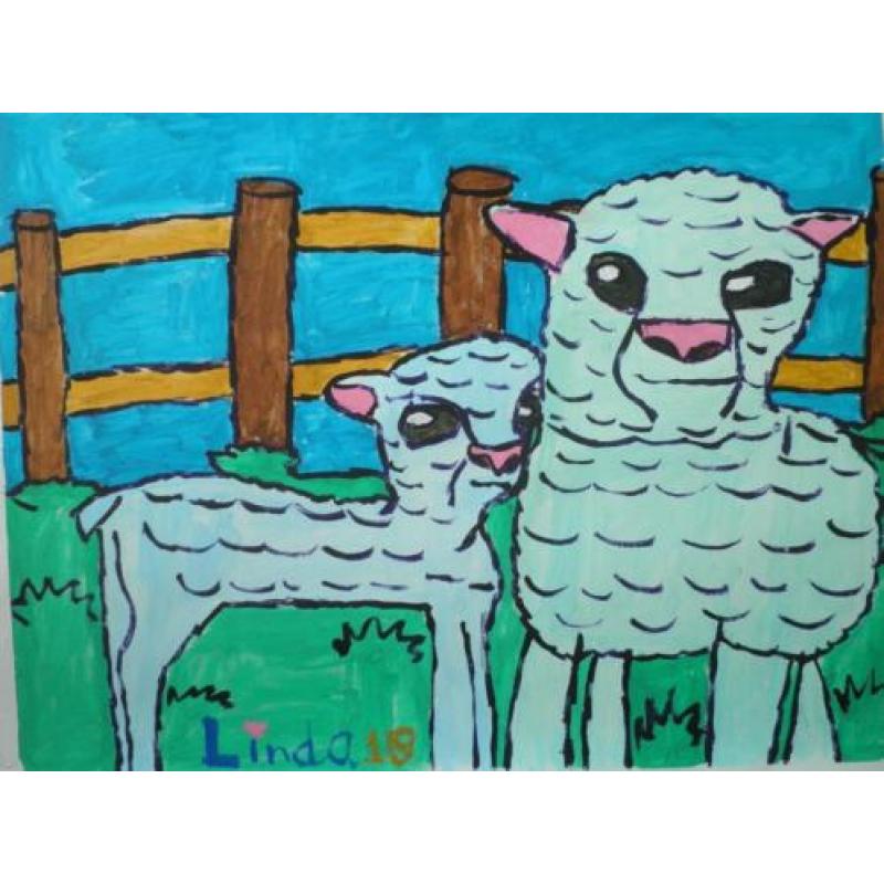 Schilderij schapen 18