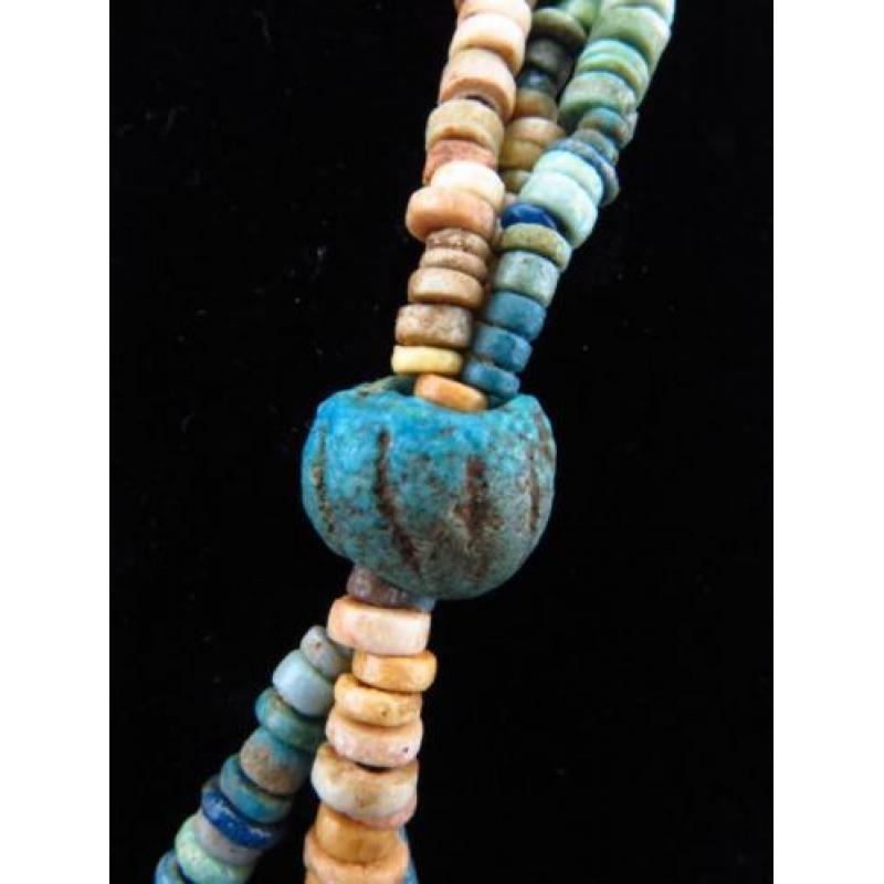 Egyptian necklace made of faience mummy beads and Melon bead