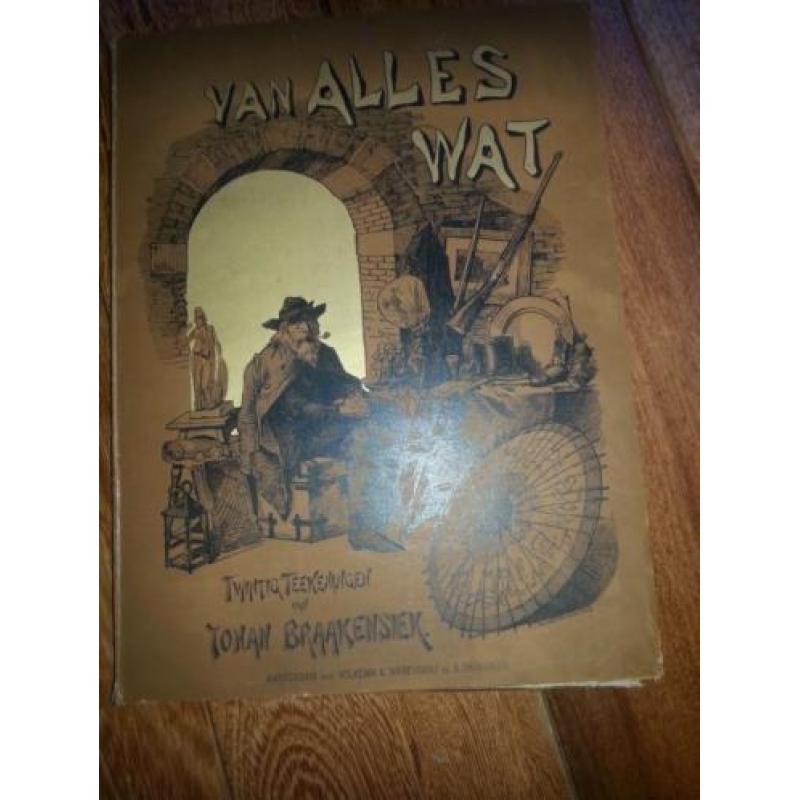 antiek boek 1890 van alles wat 20 teekeningen IN BAND