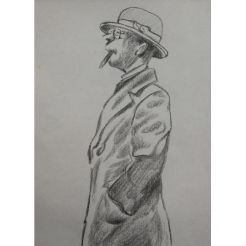 Herman Moerkerk (1879-1949) tekening man met sigaar