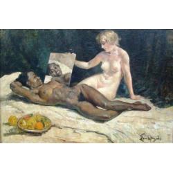 ==EMILE BAES 1879-1954==twee naakte vriendinnen=130 x 200 cm