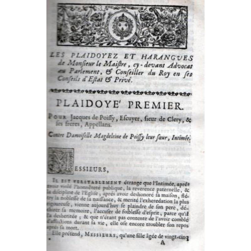 Les plaidoyez et harangues de Monsieur Le Maistre (1688)