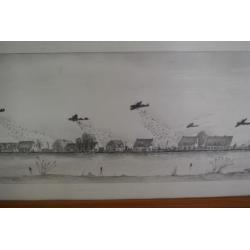 Tekening Voedseldropping boven de Rotte 1945 R'dam