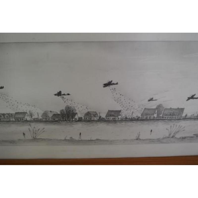 Tekening Voedseldropping boven de Rotte 1945 R'dam