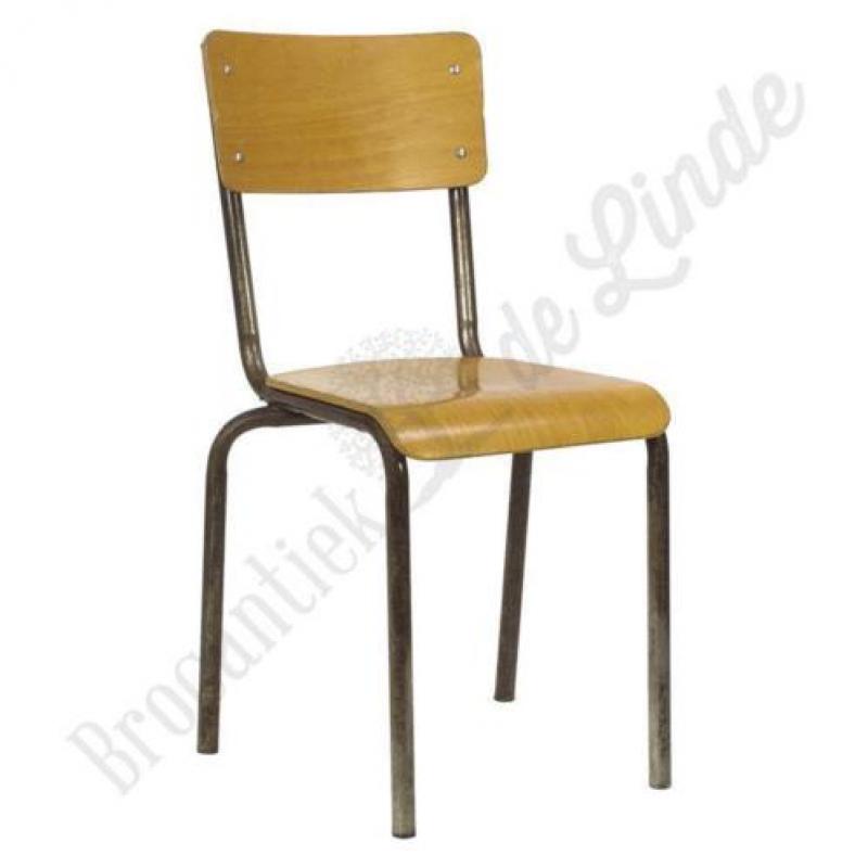 Grote partijen vintage schoolstoelen oud industrieel horeca