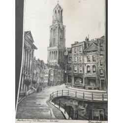 Prachtige schets tekening Dom Oudegracht van Hansbert