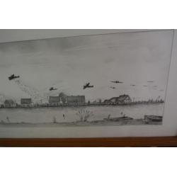 Tekening Voedseldropping boven de Rotte 1945 R'dam