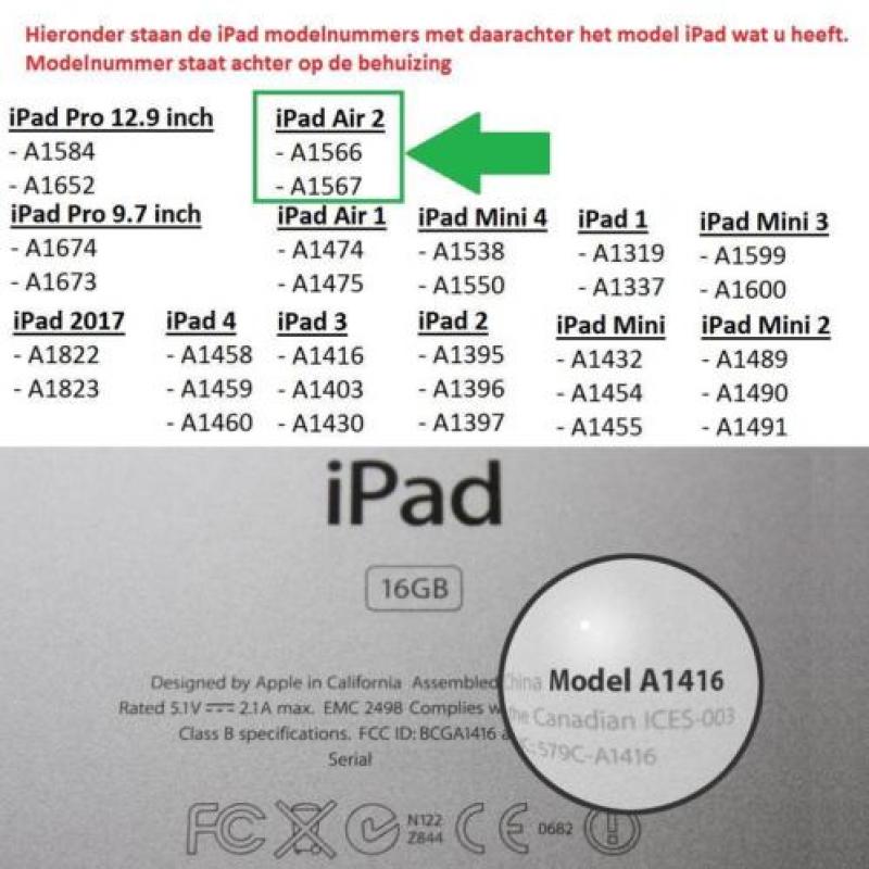 Apple iPad Air 2 - PU lederen Portemonnee Case met Elastiek