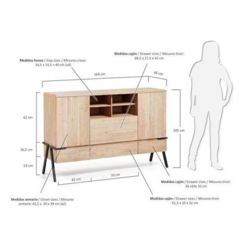 Dressoir Acacia hout DISSET (Laforma, Kasten)