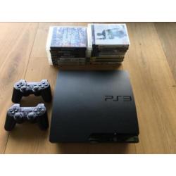 PlayStation 3 Slim 160GB + 2 Controllers + 15 Spellen