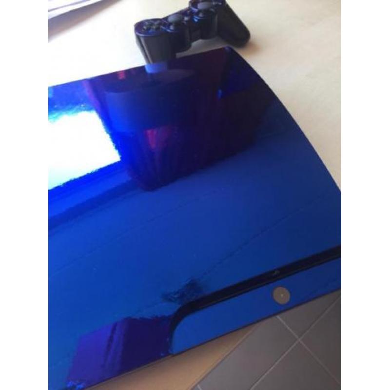 Mooie PS3 Slim blauw gewrapped