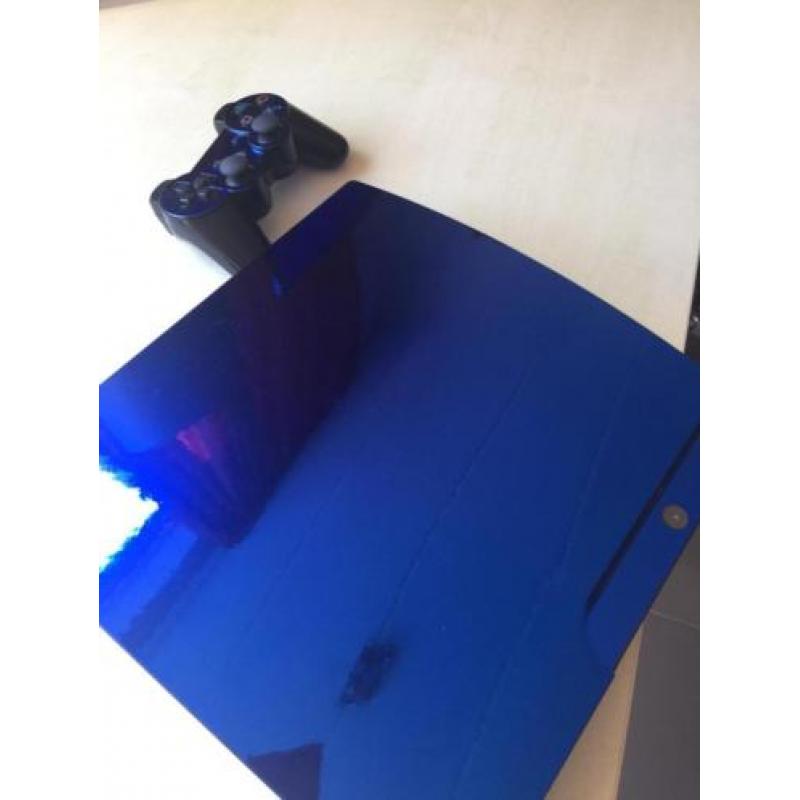 Mooie PS3 Slim blauw gewrapped